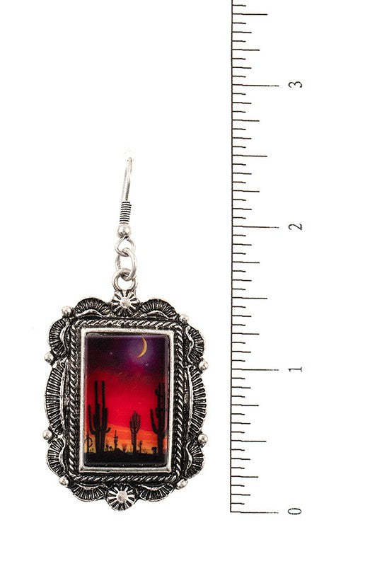 DESERT NIGHT FRAMED DANGLE EARRING