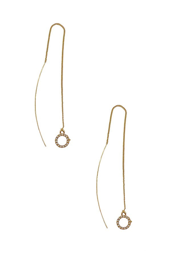 Round Gem Pave Chain Drop Earring