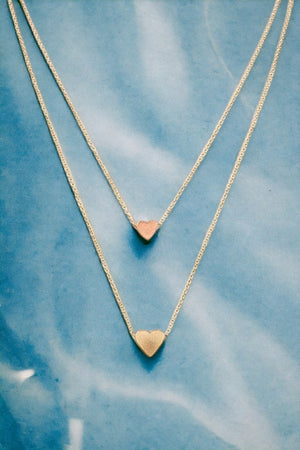 Layered Dainty Heart Pendant Necklace Set