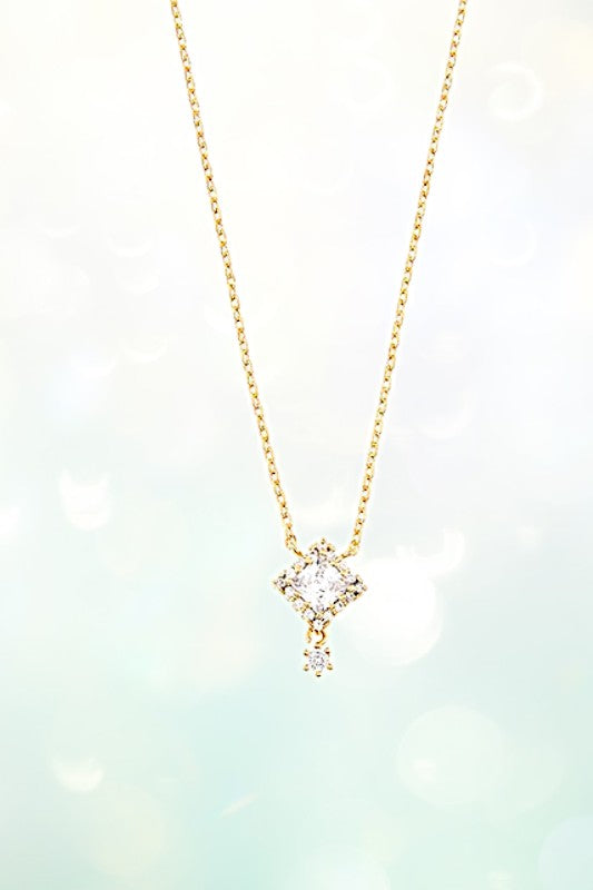 DOUBLE CZ STONE PENDANT NECKLACE