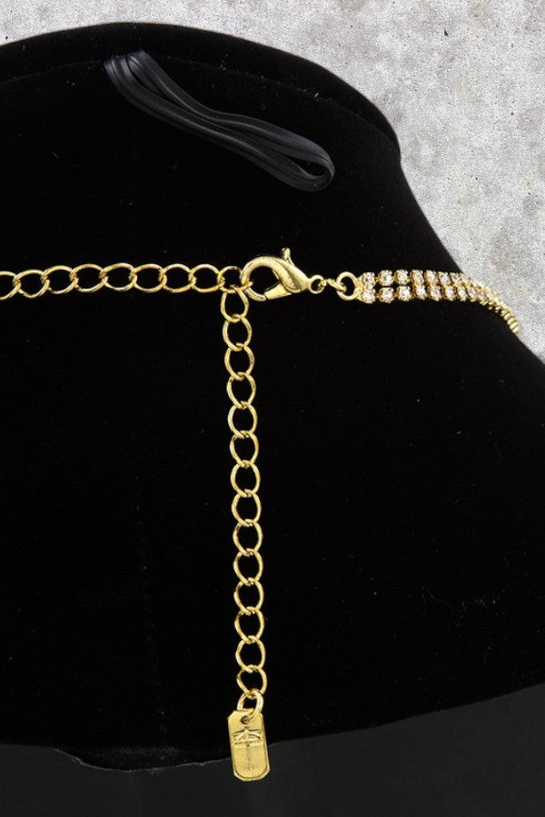 RHINESTONE PAVE V SHAPE NECKLACE SET