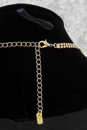 RHINESTONE PAVE V SHAPE NECKLACE SET