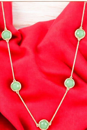 Faceted Round Gems Link Long Necklace