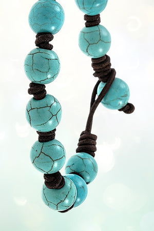 TURQUOISE GEM BEADED CORD BRACELET