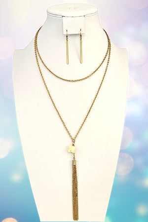 Elongated Elephant Pendant Necklace Set