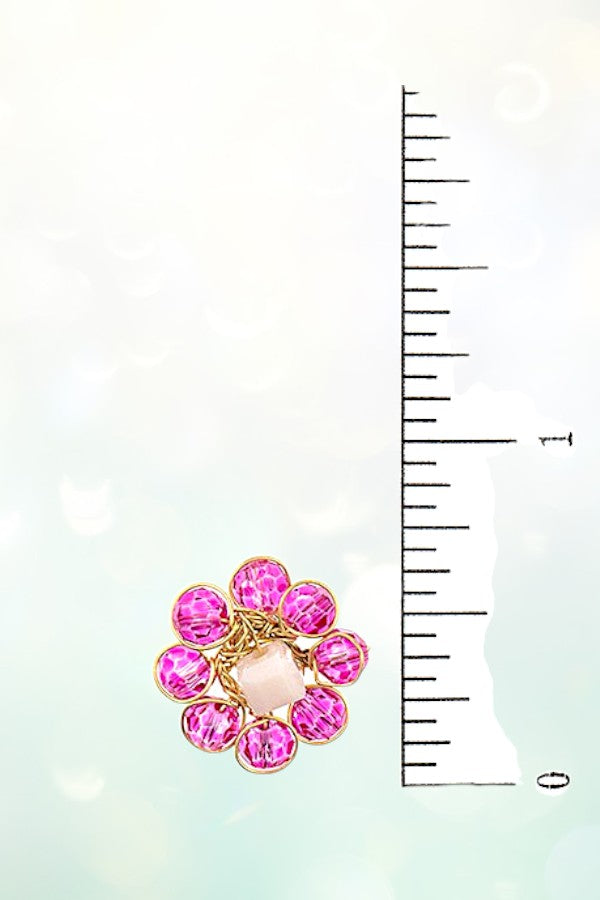 WIRE FLORAL BEAD POST EARRING