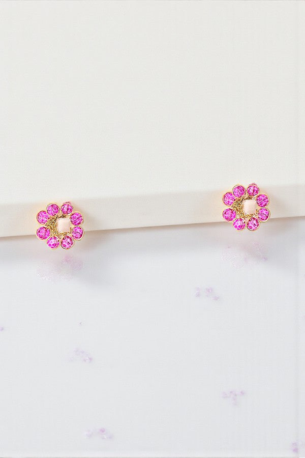 WIRE FLORAL BEAD POST EARRING