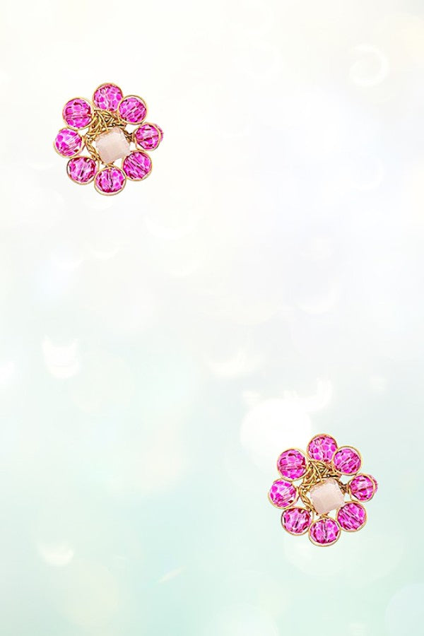 WIRE FLORAL BEAD POST EARRING