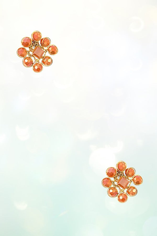 WIRE FLORAL BEAD POST EARRING