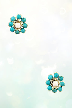 WIRE FLORAL BEAD POST EARRING