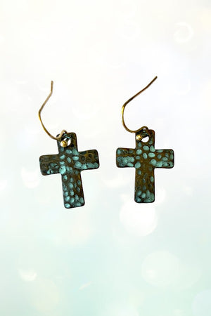 PEARL BEAD CROSS PENDANT NECKLACE EARRING SET