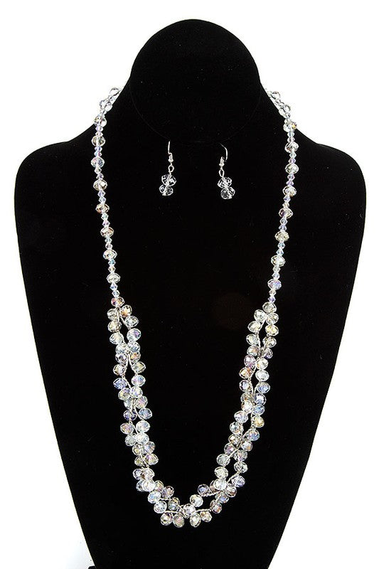 FACETED CRYSTAL GEM BEAD NECKLACE SET