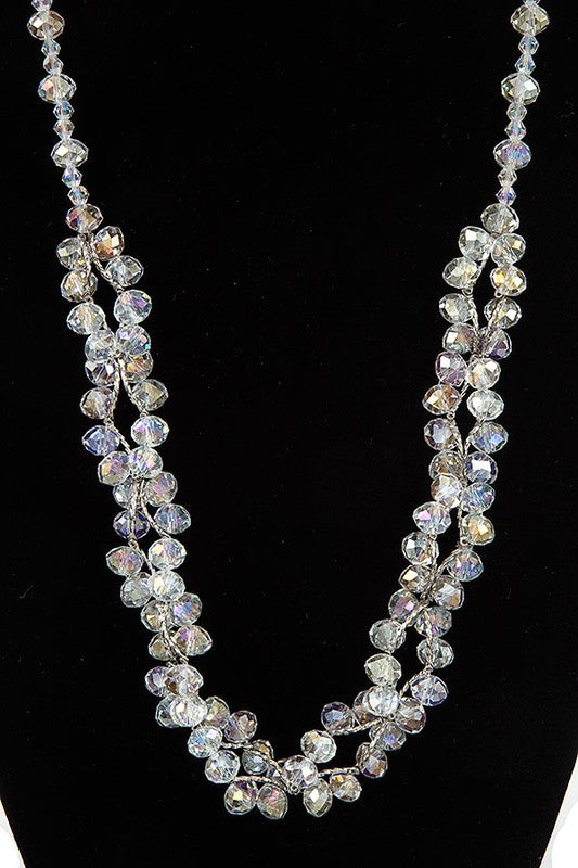 FACETED CRYSTAL GEM BEAD NECKLACE SET