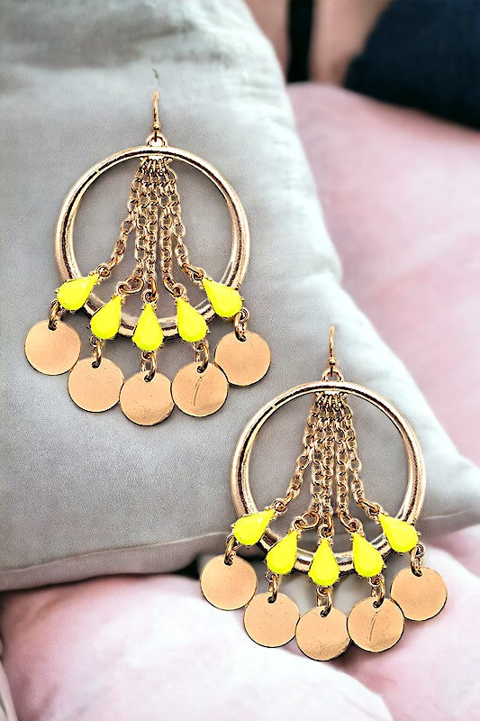 ROUND CHAIN ACCENT FASHION EARRING