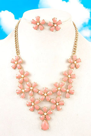 FLORAL LINK BIB NECKLACE SET