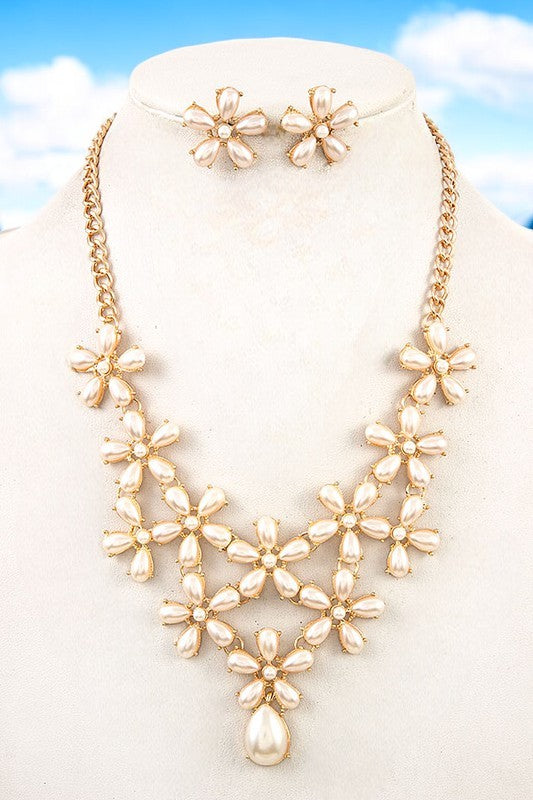 FLORAL LINK BIB NECKLACE SET