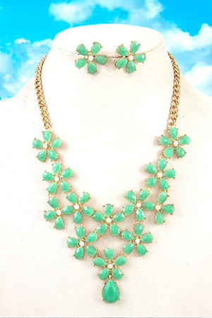 FLORAL LINK BIB NECKLACE SET