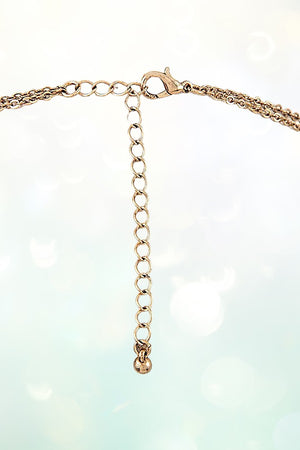 TRIANGLE ETCHED PENDANT DOUBLE LAYER NECKLACE AND EARRING SET