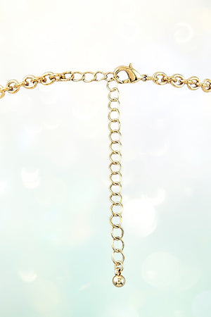 ROUND GEMSTONES ACCENT NET CHAIN BIB NECKLACE AND GEM POST EARRING SET