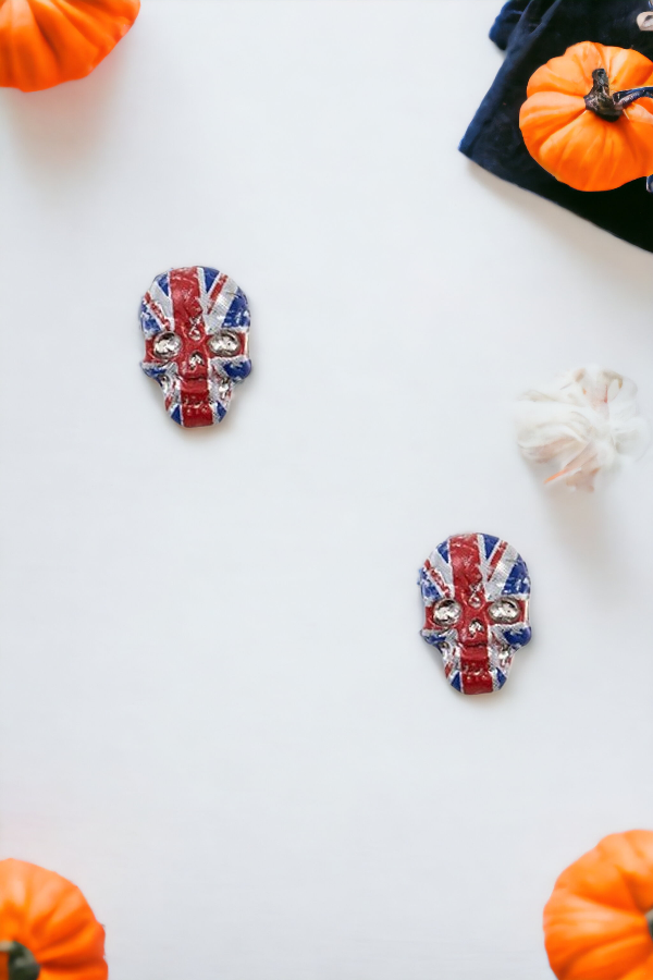 Flag Print Skull Post Earring