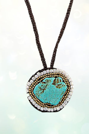 TQ GEMSTONE ORNATE CORD NECKLACE