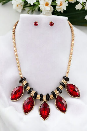 Faceted Marquise Bib Necklace Set