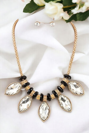 Faceted Marquise Bib Necklace Set