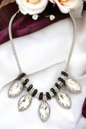 Faceted Marquise Bib Necklace Set