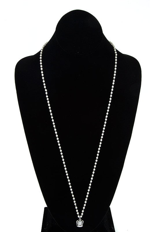A Rhinestone in the Crown Pendant Bead Necklace
