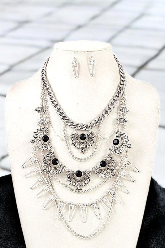 FRINGE ORNATE MULTI CHAIN NECKLACE SET