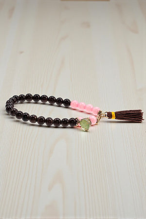 TWO TONE BEADED TASSEL CHARM BRACELET