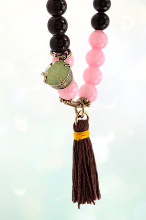 TWO TONE BEADED TASSEL CHARM BRACELET
