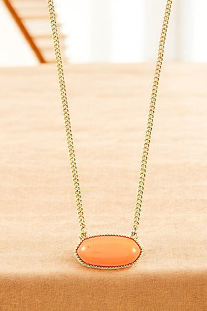 OVAL FRAMED STONE PENDANT NECKLACE SET