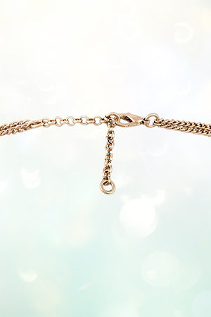 ELONGATED MULTI CHAIN ETCHED HORSE STATIONED NECKLACE AND DANGLE EARRING SET