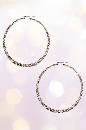 LARGE ORNATE DETAILED ROUND HOOP EARRING