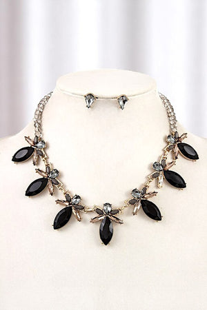 MIX GEM FRAMED STONE ORNATE NECKLACE