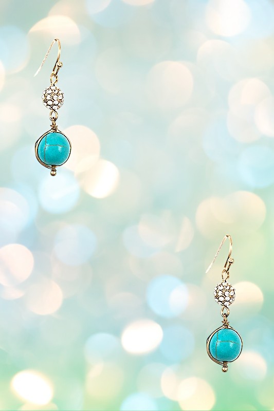 DROP GEMSTONE ORB DANGLE EARRING