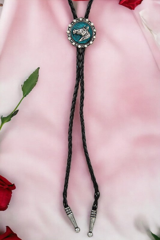 Faux Leather Horse Accent Necklace
