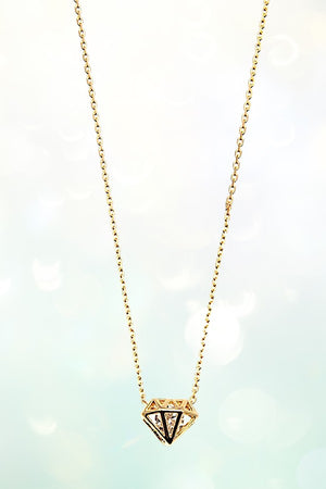 CZ STONE DIAMOND CUT PENDANT NECKLACE
