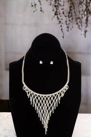 Rhinestone Net Bib Necklace Set