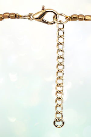 GLASS BEAD DRUZY STONE PENDANT LONG NECKLACE