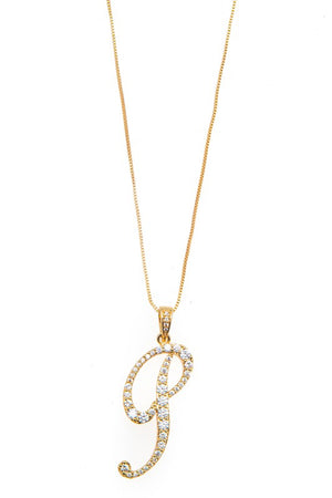 ALPHABET CZ PAVE PENDANT GOLD NECKLACE