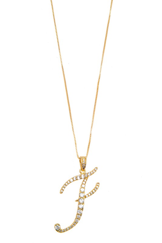 ALPHABET CZ PAVE PENDANT GOLD NECKLACE