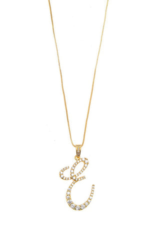 ALPHABET CZ PAVE PENDANT GOLD NECKLACE