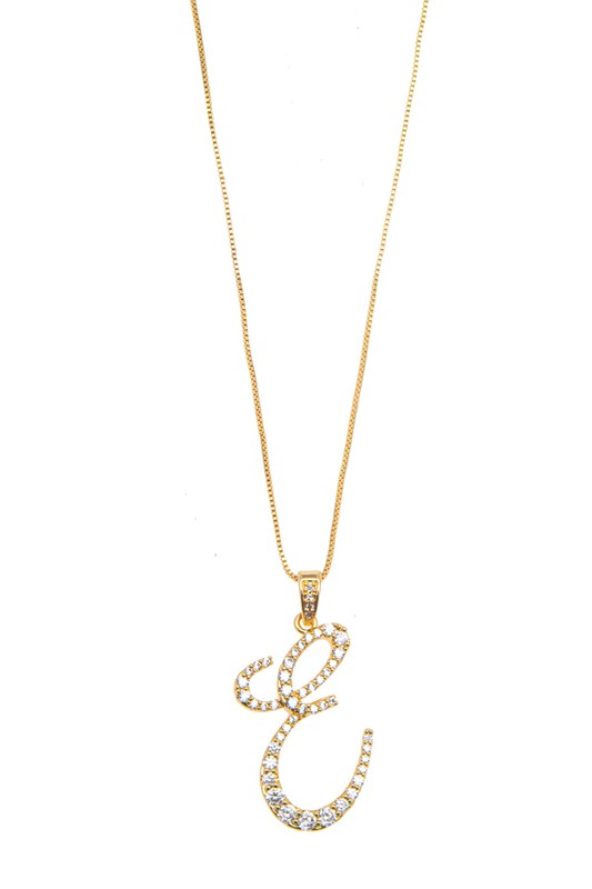 ALPHABET CZ PAVE PENDANT GOLD NECKLACE