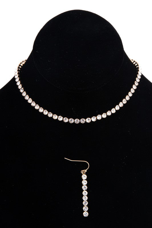 RHINESTONE LINK NECKLACE SET