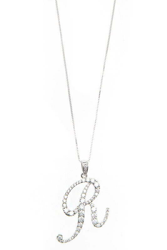 ALPHABET CZ PAVE PENDANT NECKLACE