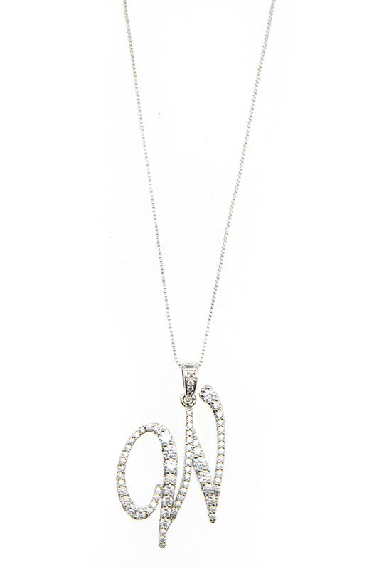 ALPHABET CZ PAVE PENDANT NECKLACE