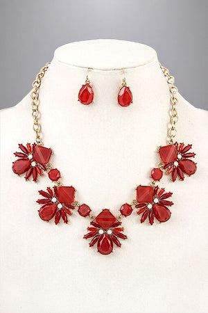 FLORAL STONE LINK NECKLACE SET