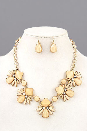 FLORAL STONE LINK NECKLACE SET